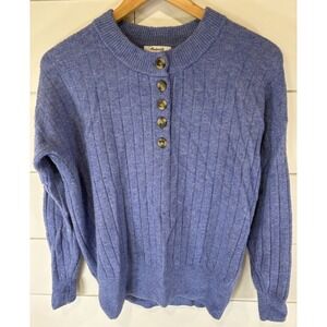 Madewell Pullover Sweater Long Sleeve With Buttons Wool Blend Cozy Fall Soft XS